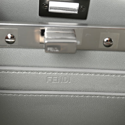 Fendi Iridescent Crystal Vitello Laminato Suede FF Petite Peekaboo I SEE U Satchel Cappuccino 6 of 10