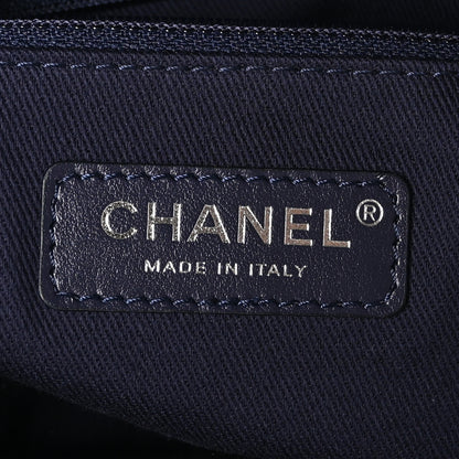 Chanel Mixed Fibers Small Deauville Bowling Bag Navy Blue 6 of 9