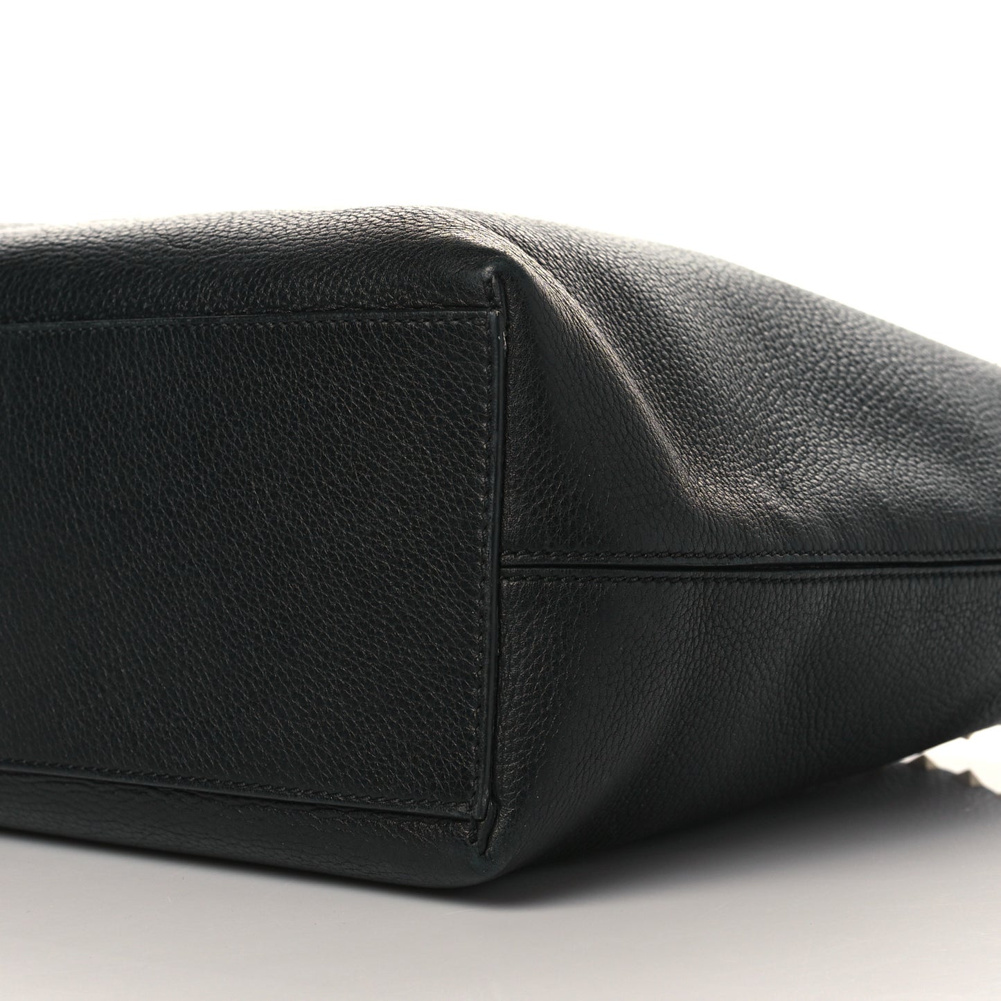 Grained Calfskin Rockstud Shoulder Tote Black