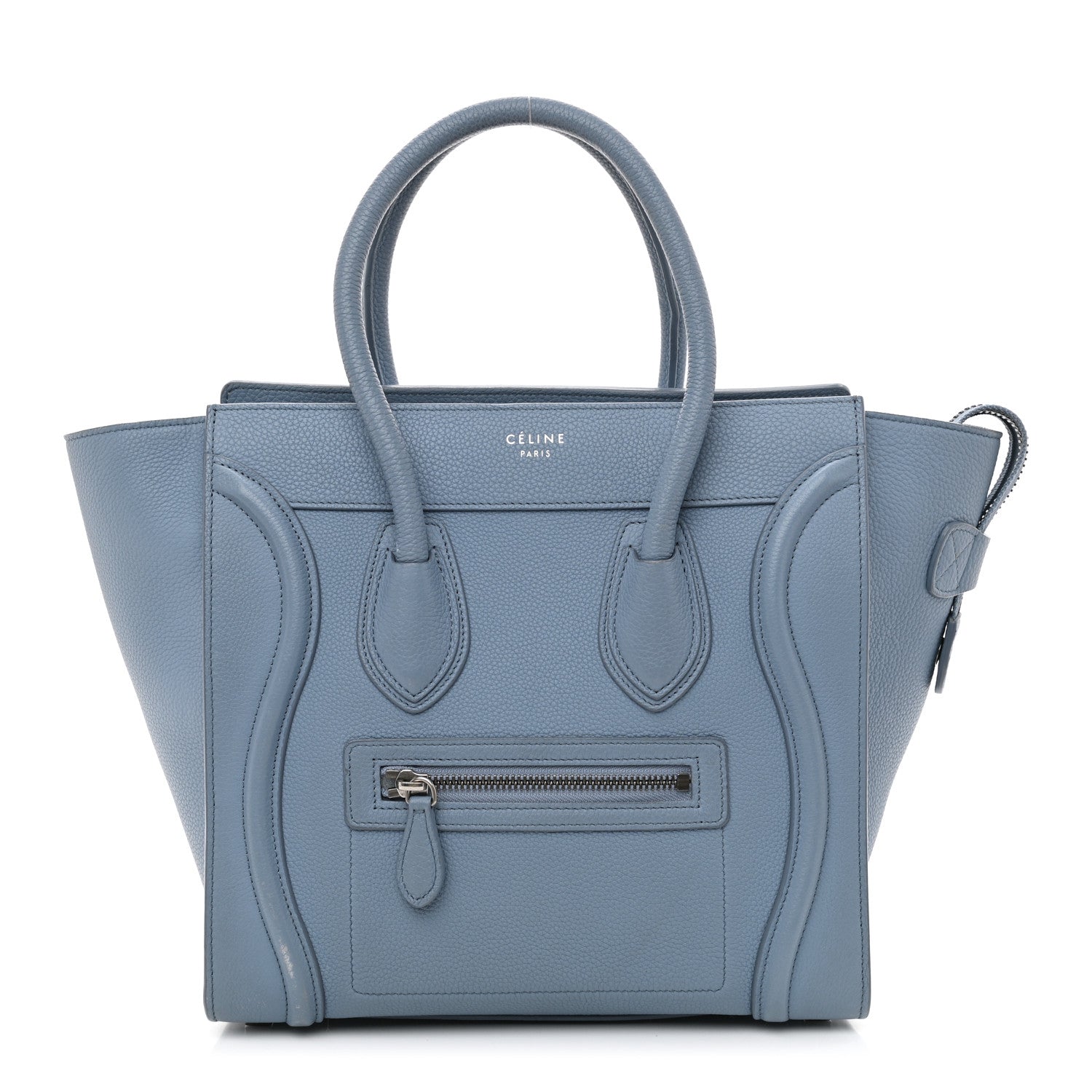 Celine Drummed Calfskin Micro Luggage Slate 1 of 9