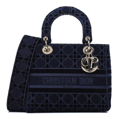 Christian Dior Velvet Cannage Medium Lady D-Lite Blue 1 of 11