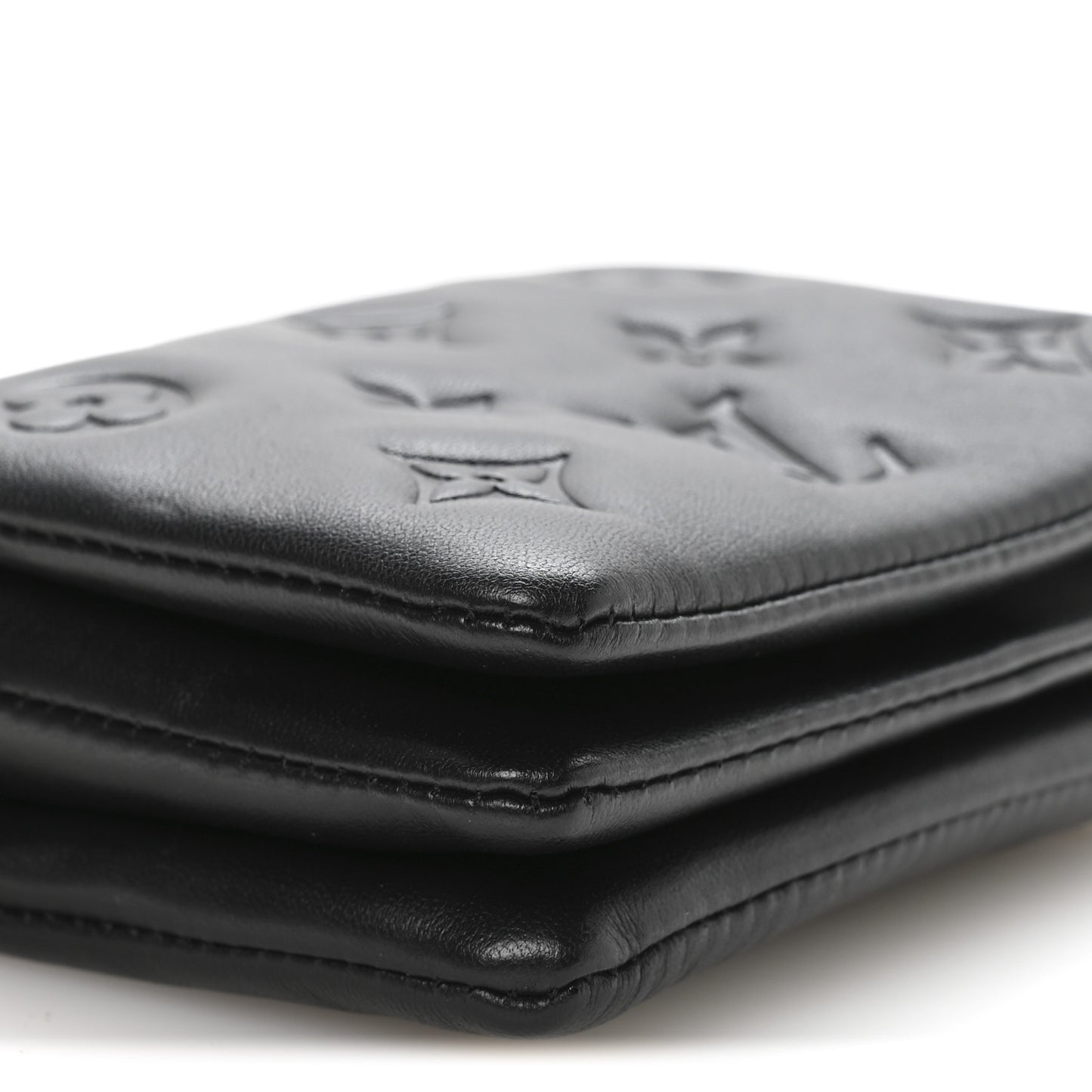 Lambskin Embossed Monogram Coussin Belt Bag Black