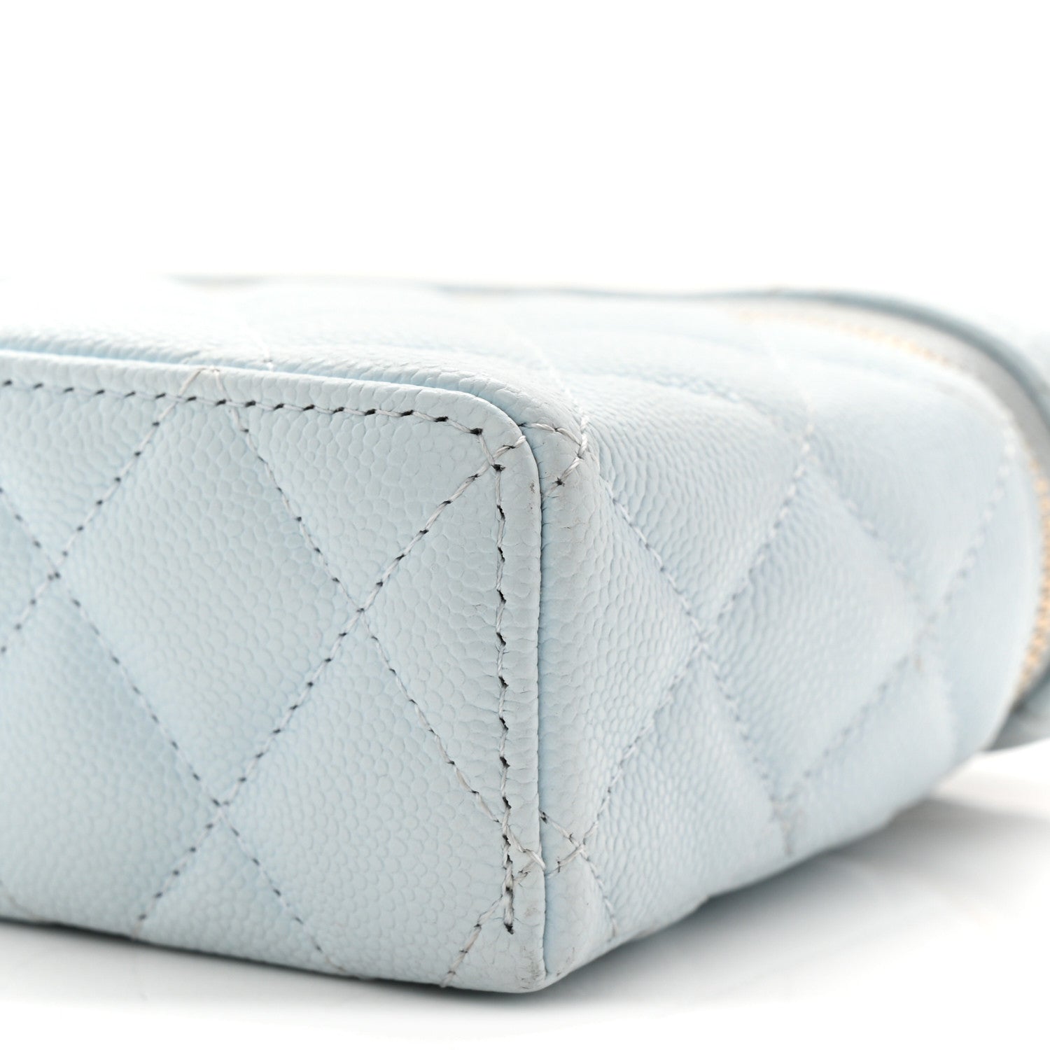 Chanel Caviar Quilted Top Handle Slim Vanity With Chain Light Blue 10 of 11