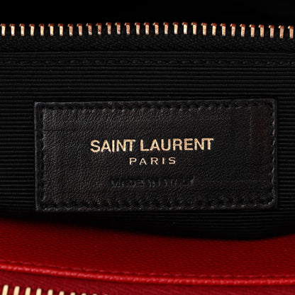 Saint Laurent Grain De Poudre Matelasse Chevron Monogram Shopping Bag Red 6 of 11