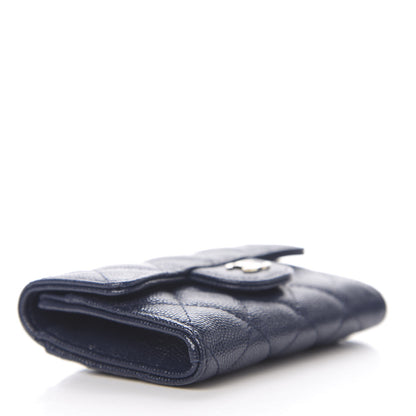 Chanel Caviar Quilted Flap Card Holder Wallet Navy Blue 3 of 8