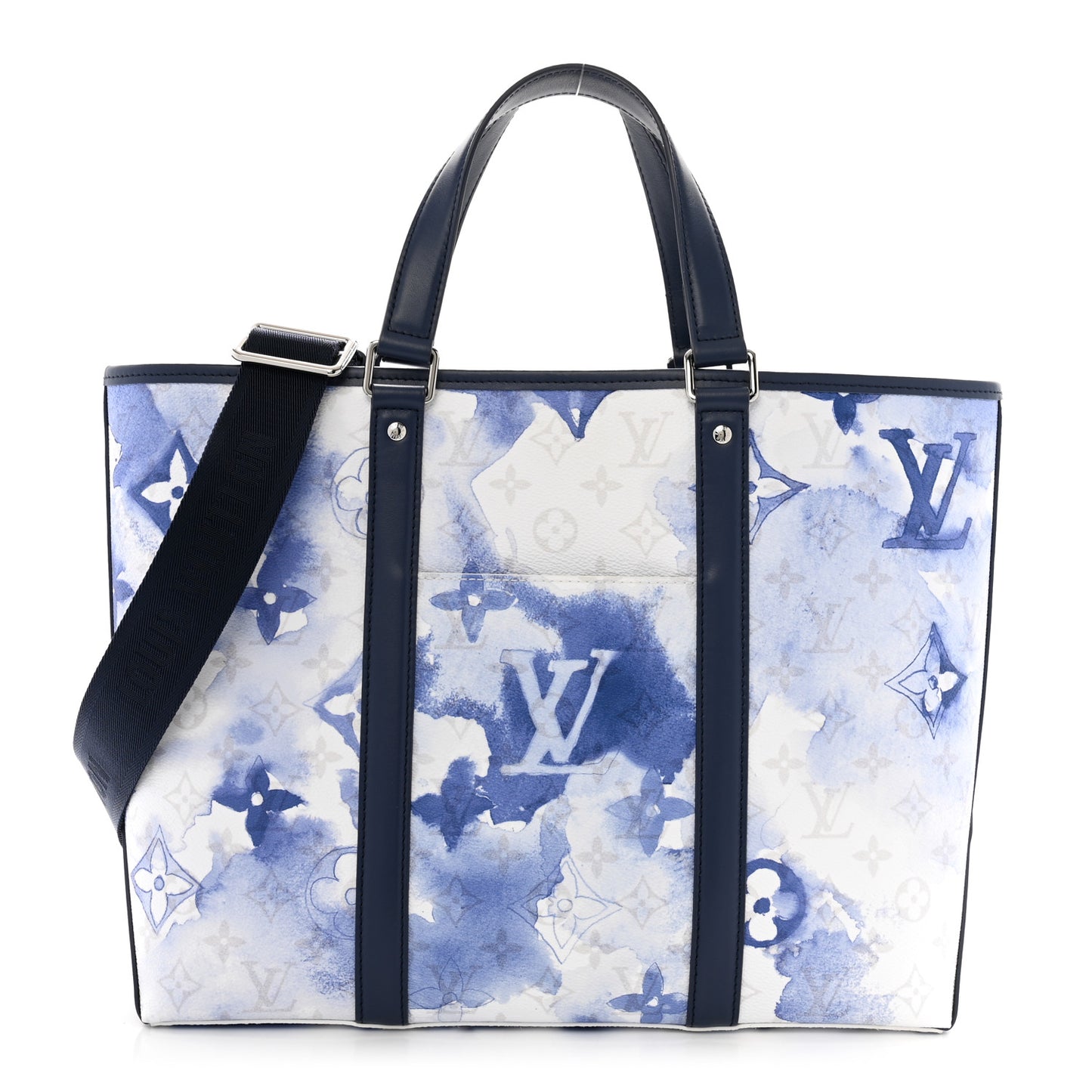 Monogram Watercolor Weekend Tote PM Blue