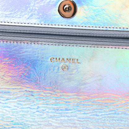 Chanel Iridescent Goatskin Quilted Wallet On Chain WOC Silver 6 of 12