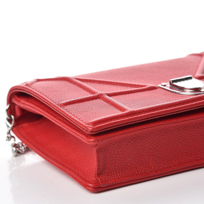 Christian Dior Grained Calfskin Diorama Wallet on Chain Pouch Rouge Vif 12 of 13