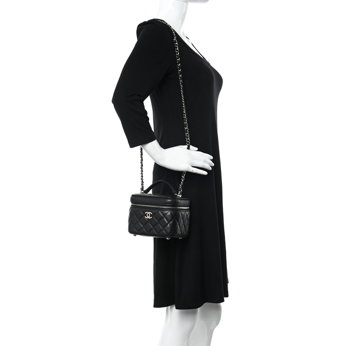 Caviar Quilted Small CC Vanity Case Black