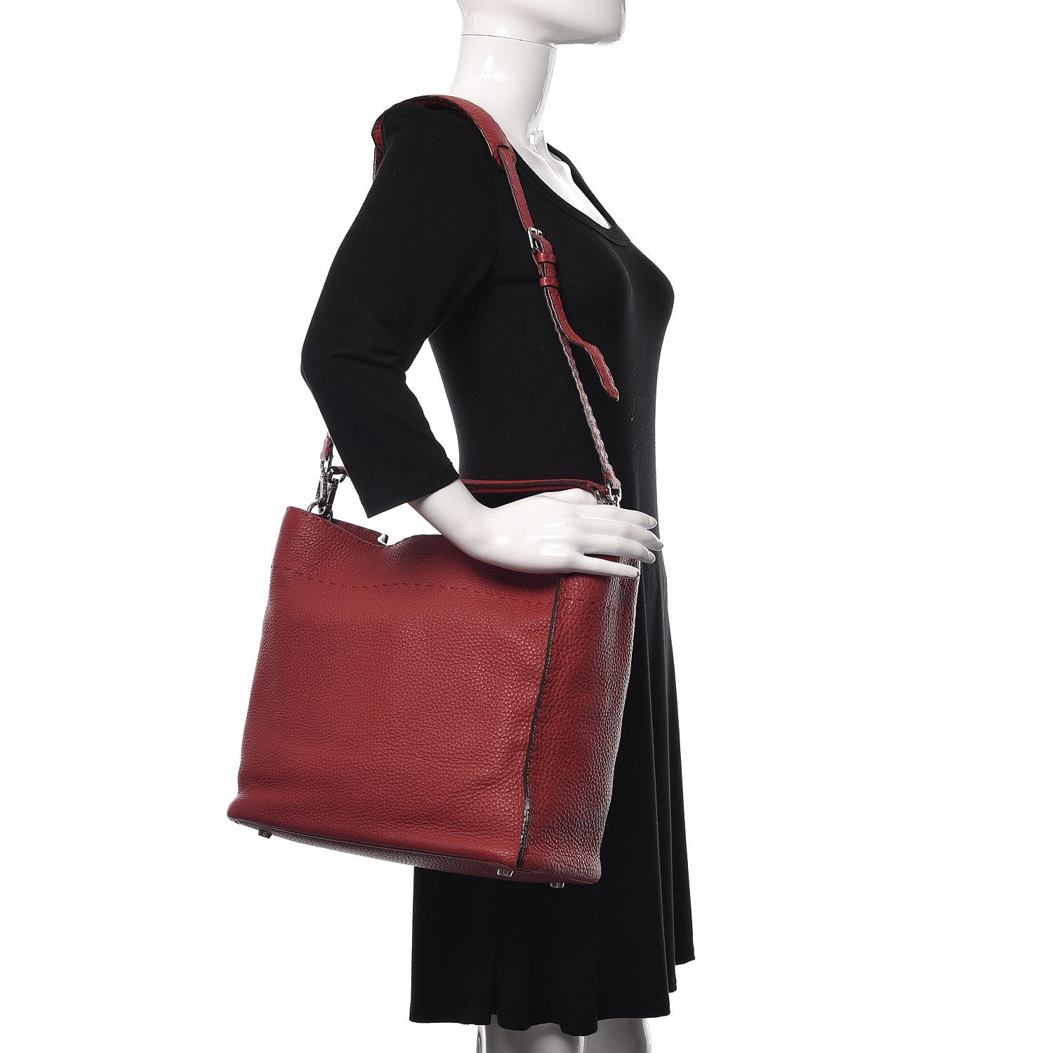 Fendi Cuoio Romano Selleria Large Anna Bucket Bag Rosso 2 of 14