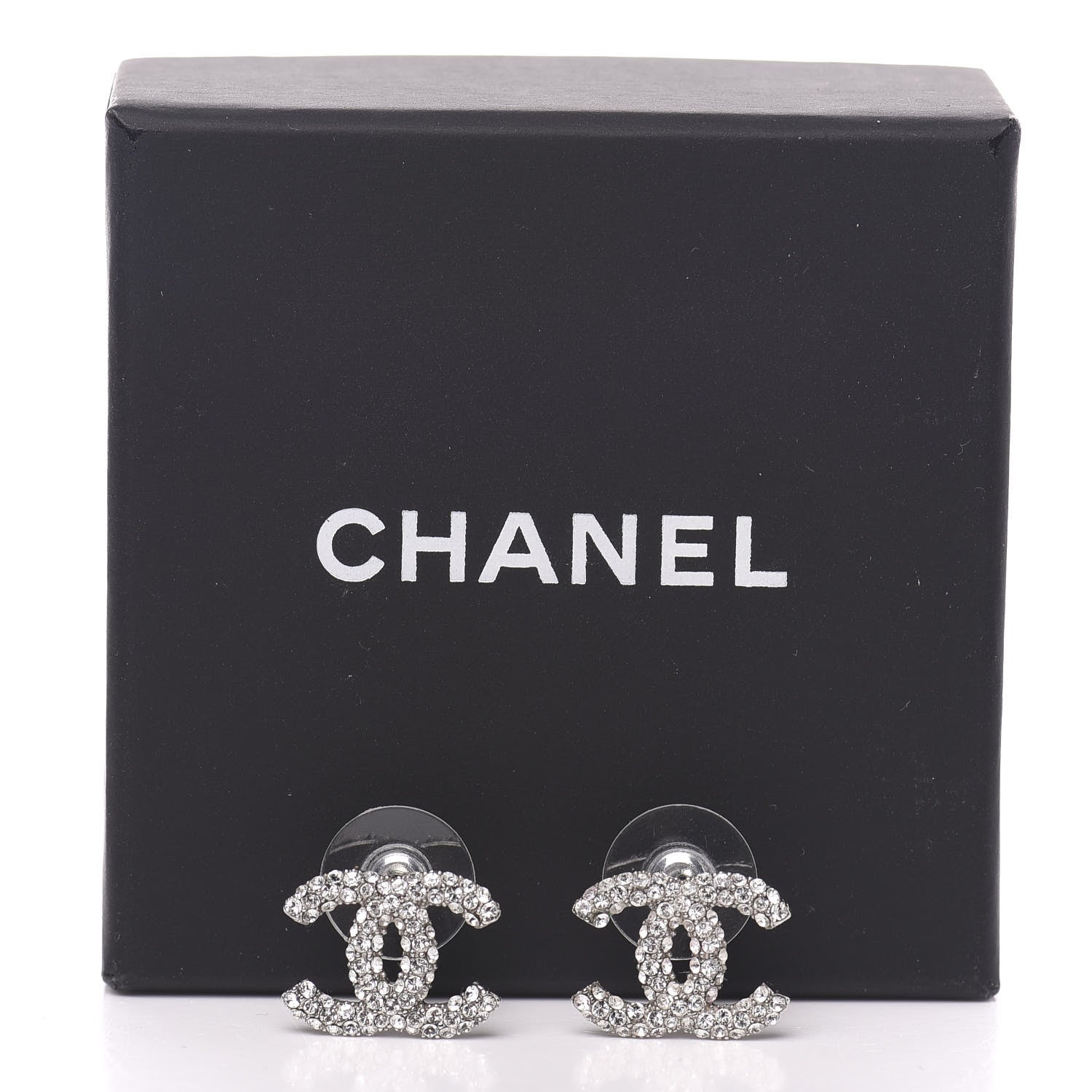 Chanel Crystal Large CC Earrings Silver 5 of 5