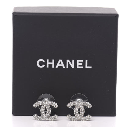 Chanel Crystal Large CC Earrings Silver 5 of 5