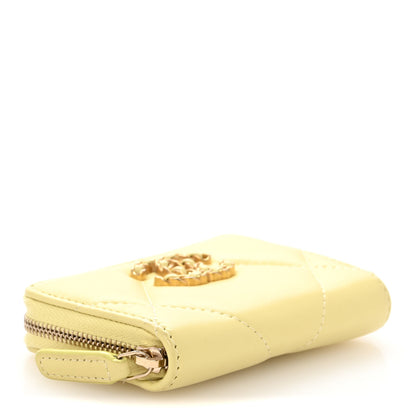 Chanel Lambskin Quilted Chanel 19 Zip Around Coin Purse Wallet Yellow 4 of 10