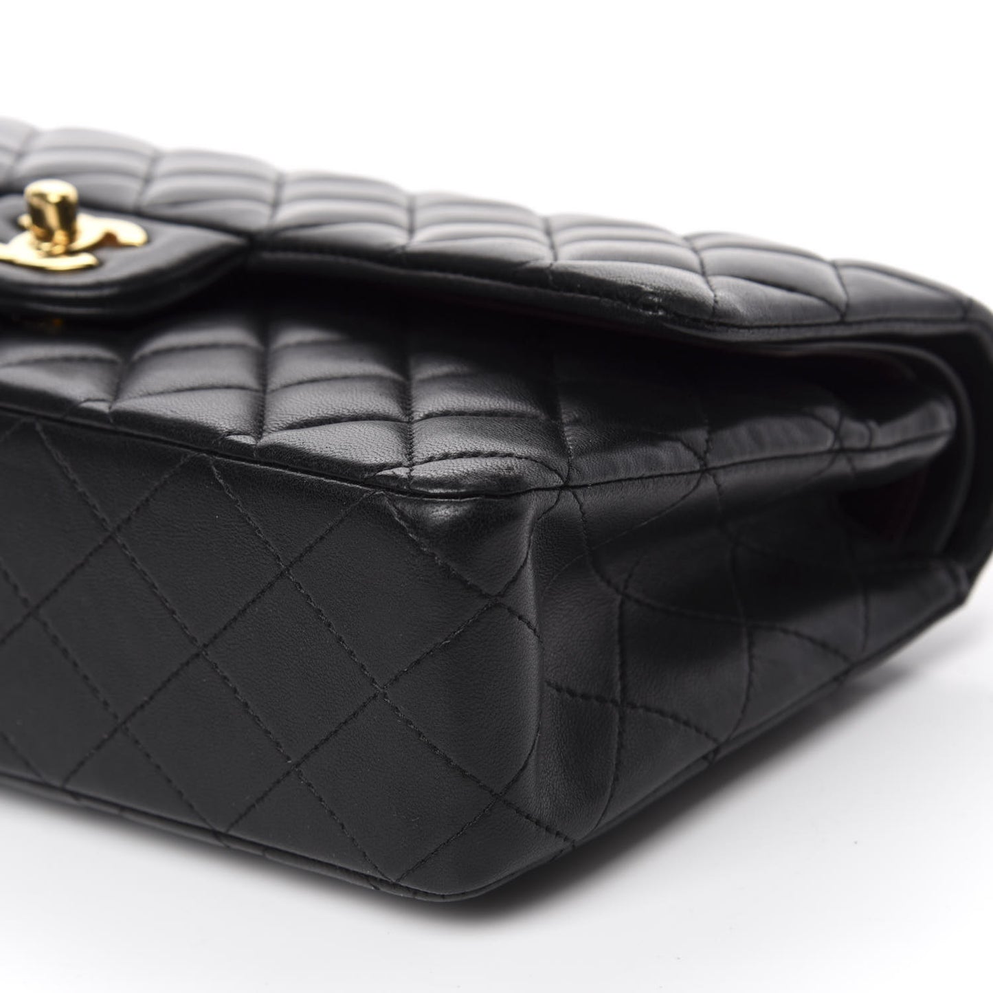 Lambskin Quilted Medium Double Flap Black
