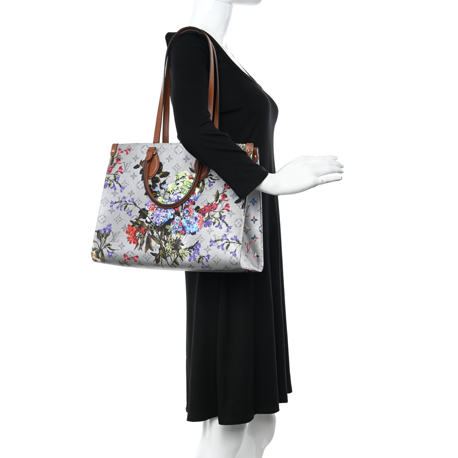 Louis Vuitton Metallic Monogram LV Garden OnTheGo MM Silver 2 of 9
