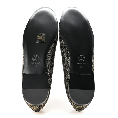 Chanel Tweed Grosgrain Cap Toe Ballerina Flats 39 Gold Black 6 of 10