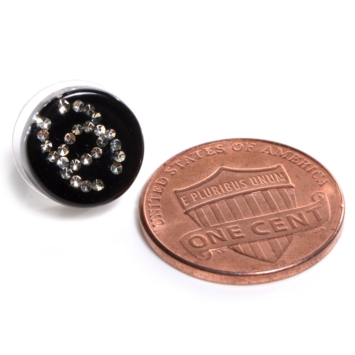 Resin Crystal CC Earrings Black