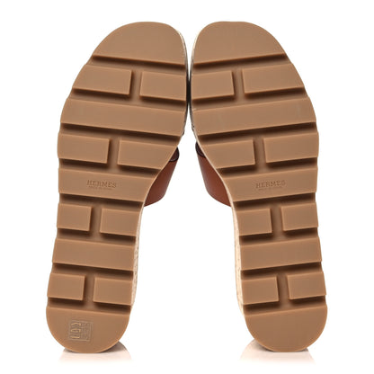 Hermes Calfskin Cork Eze 30 Sandals 39 Marron Glaise 5 of 9
