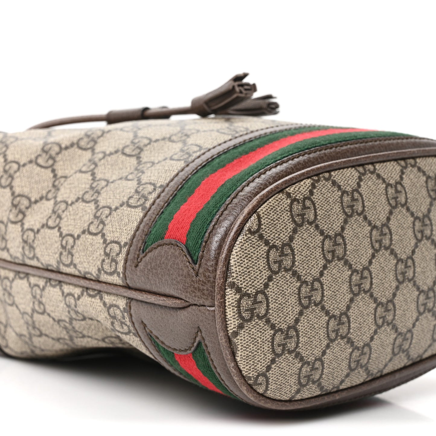 GG Supreme Monogram Web Small Ophidia Bucket Bag Brown