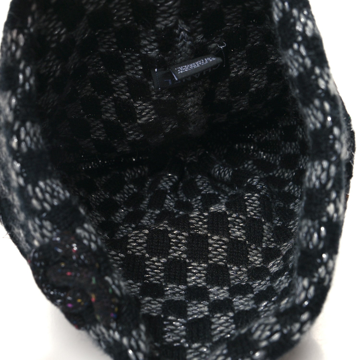 Chanel Cashmere Blend CC Beanie Hat Grey Black 3 of 4