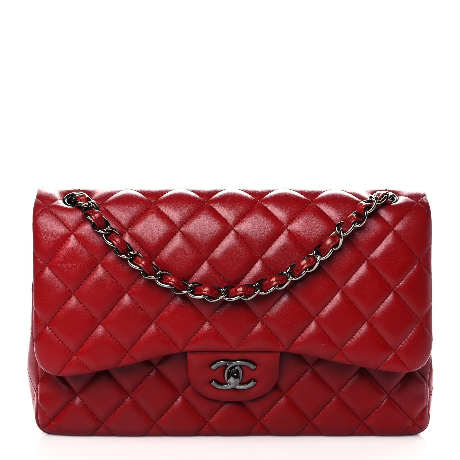 Chanel Lambskin Quilted Jumbo Double Flap Red 1 of 10