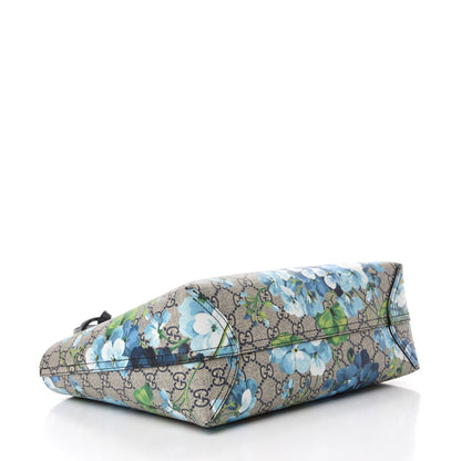 Gucci GG Supreme Monogram Blooms Small Reversible Tote Beige Blue Navy 4 of 16