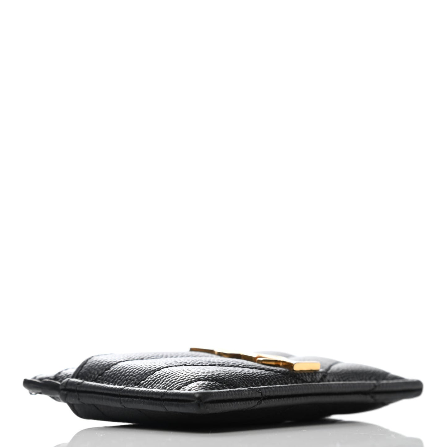 Grain De Poudre Matelasse Chevron Monogram Credit Card Case Black