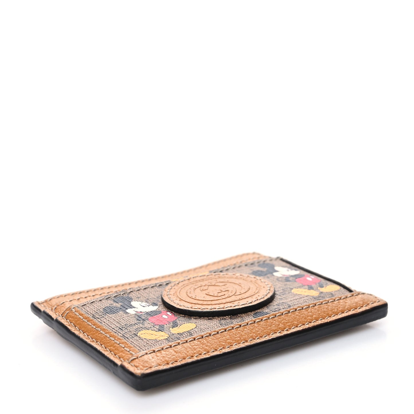 X DISNEY Mini Vintage GG Supreme Monogram Mickey Mouse Card Holder Beige Vintage Sun Oil