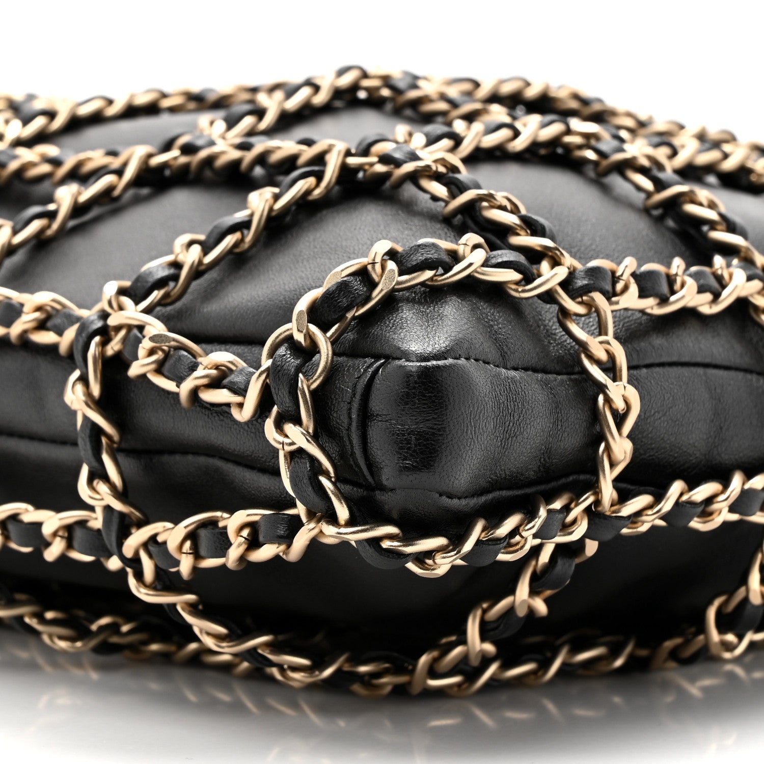 Chanel Lambskin Large Shopping Chain Tote Black 9 of 10