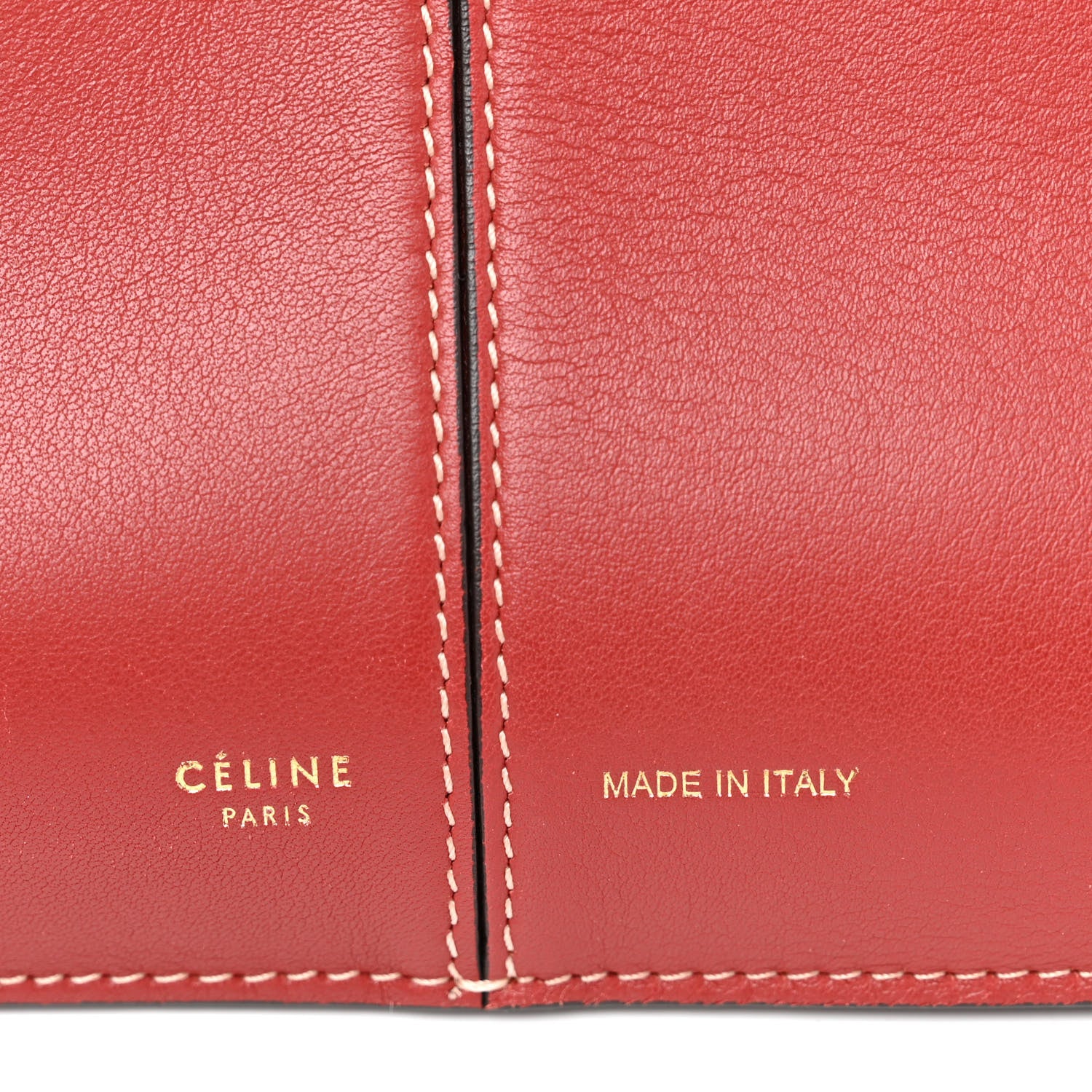 Celine Calfskin Medium Tri-Fold Bag Red Wood 6 of 12