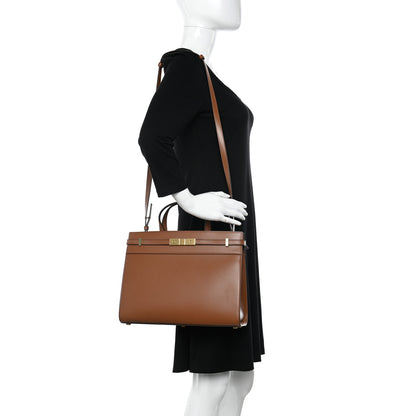 Saint Laurent Calfskin Small Manhattan Shopper Tote Brick Ebony Dark 2 of 9