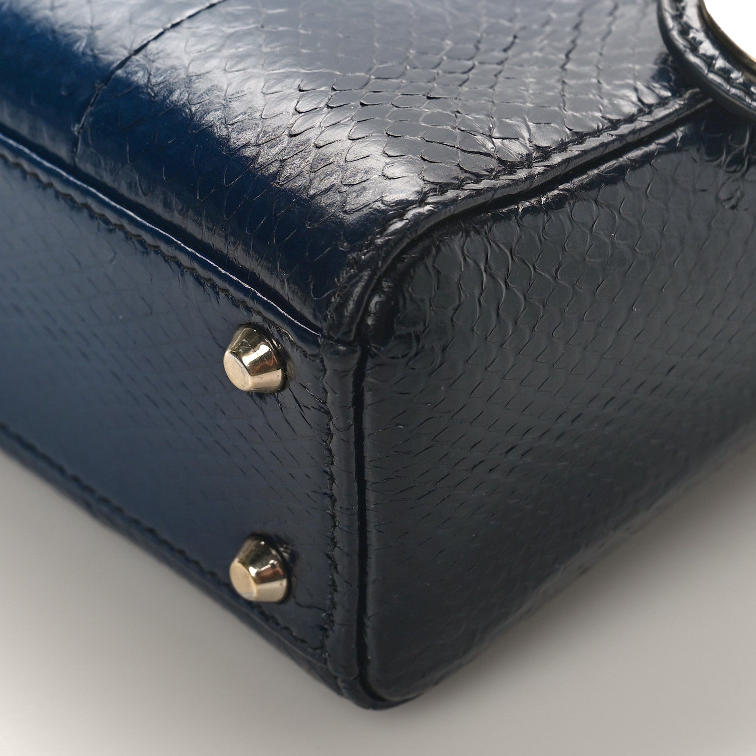 Christian Dior Metallic Snakeskin Mini Lady Dior Dark Blue 8 of 8
