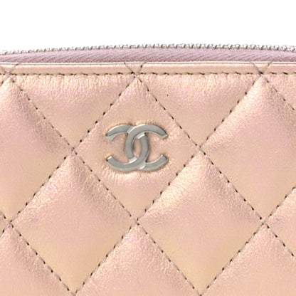 Chanel Iridescent Calfskin Quilted Zip Coin Purse Wallet Pink 8 of 11
