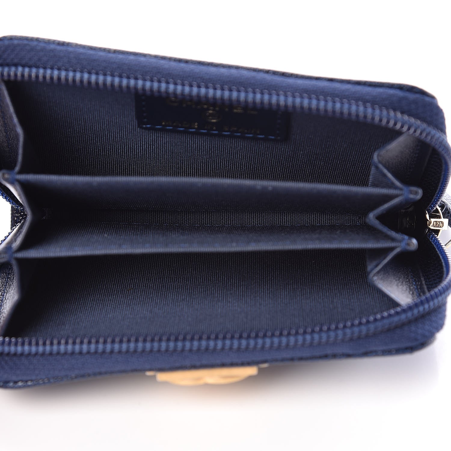 Chanel Caviar Quilted Boy Zip Around Coin Purse Wallet Navy 5 of 8