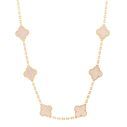 Van Cleef & Arpels 18K Yellow Gold Mother of Pearl 10 Motifs Vintage Alhambra Necklace 1 of 6