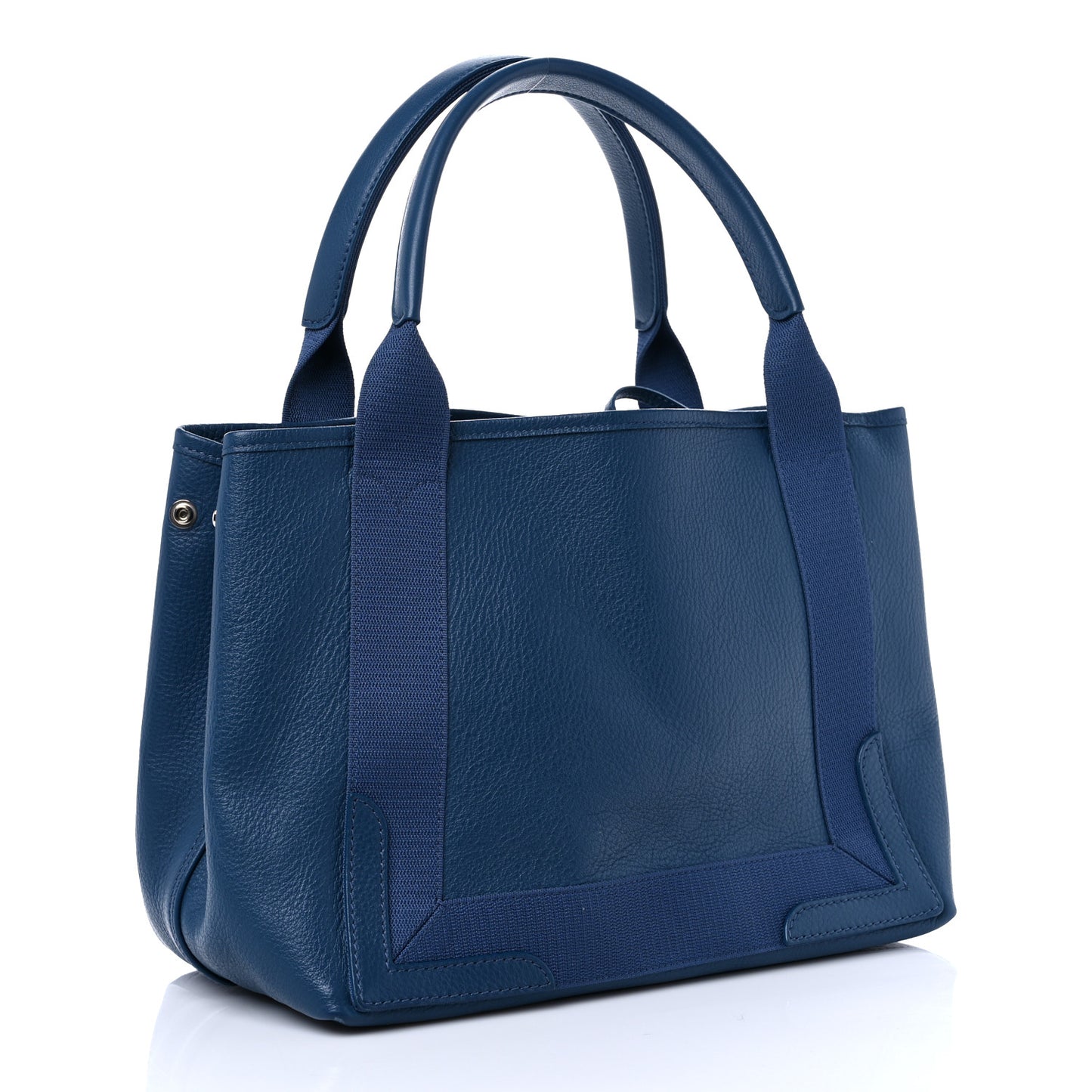 Calfskin S Navy Cabas Petrol Blue White