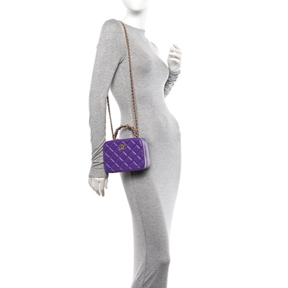 Chanel Lambskin Quilted Top Handle Small Vanity Case Purple 2 of 10