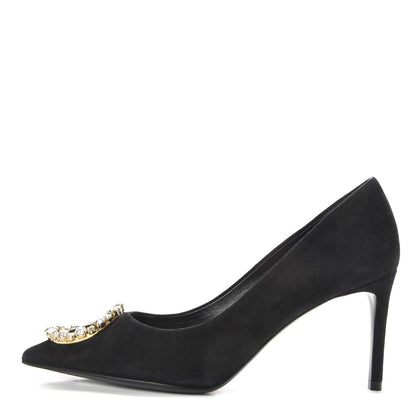 Louis Vuitton Suede Baby Goat Swarovski Crystal Madeleine Pumps 37.5 Black 1 of 10