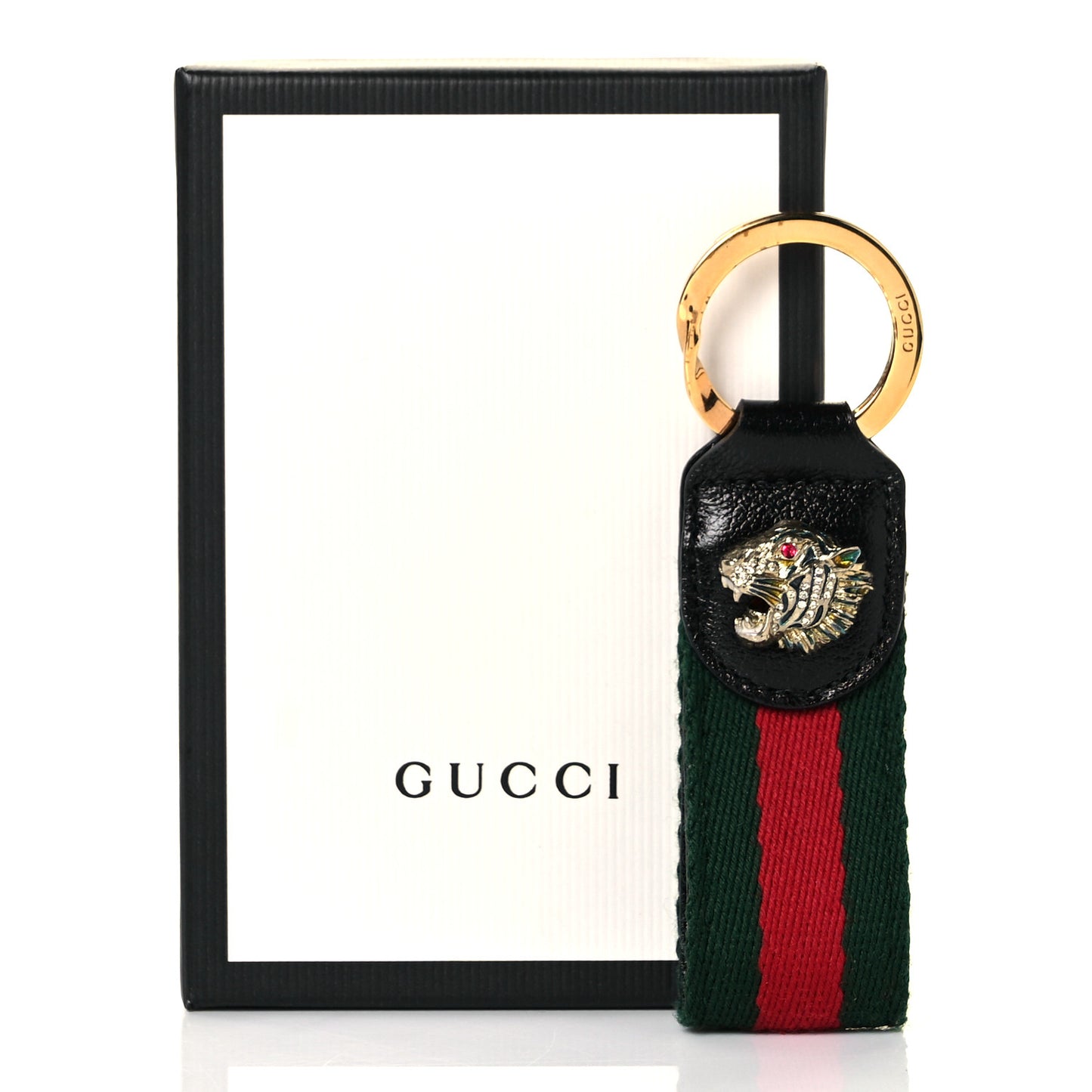 Nylon Calfskin Web Rajah Key Ring Black