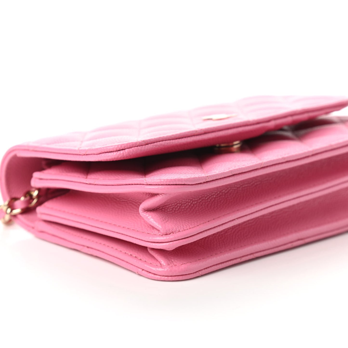 Caviar Quilted Mini Wallet On Chain WOC Pink
