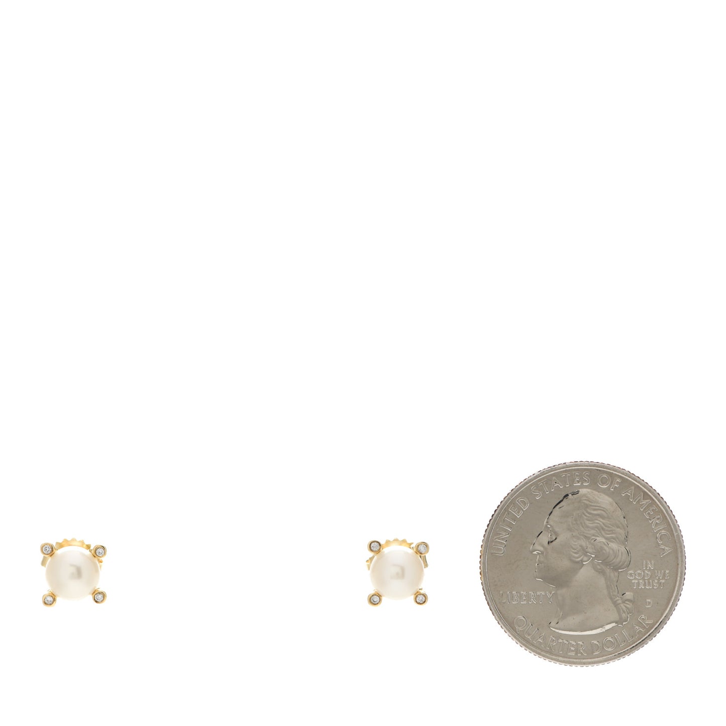 18K Yellow Gold Diamond Pearl 6mm Solari Earrings
