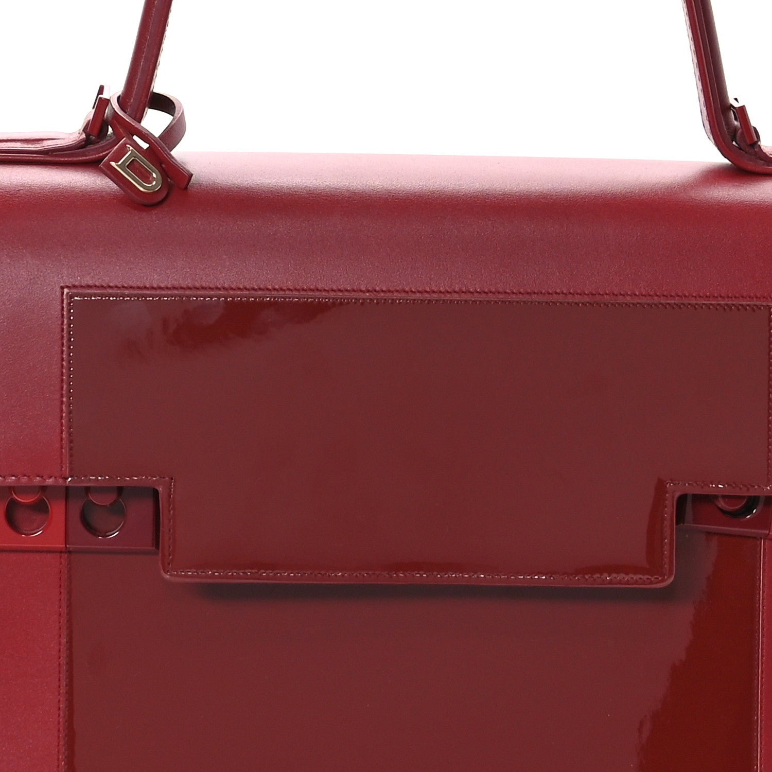 Delvaux Calfskin Patent Calfskin GM Tempete Satchel Red 9 of 13