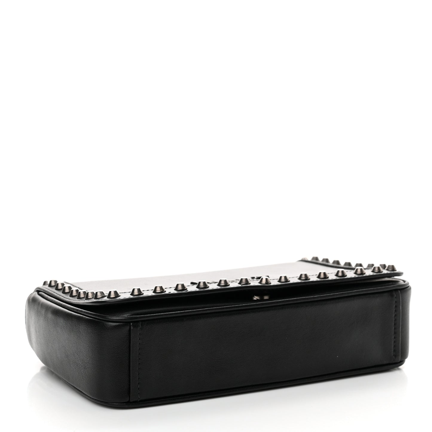Glace Calfskin Studded Crossbody Black