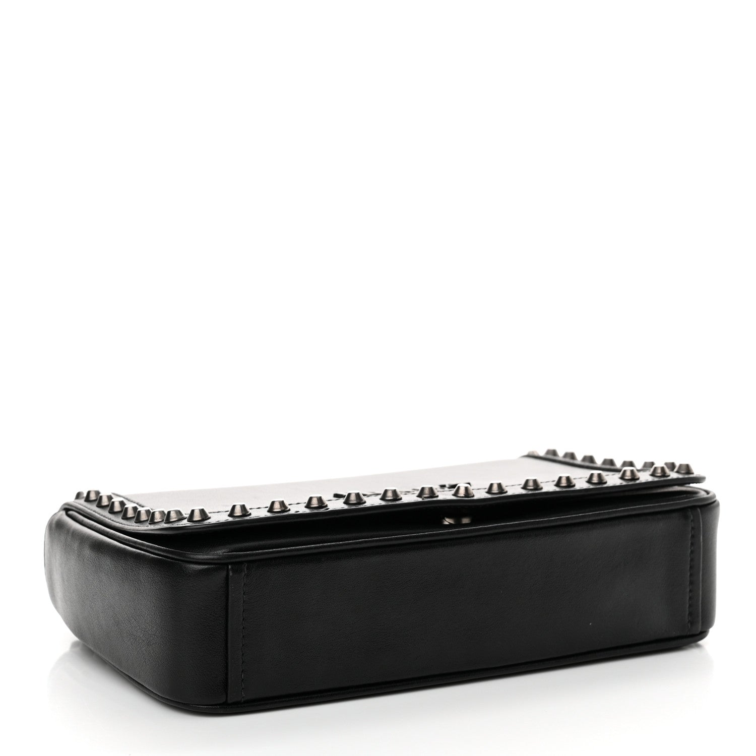 Prada Glace Calfskin Studded Crossbody Black 4 of 11