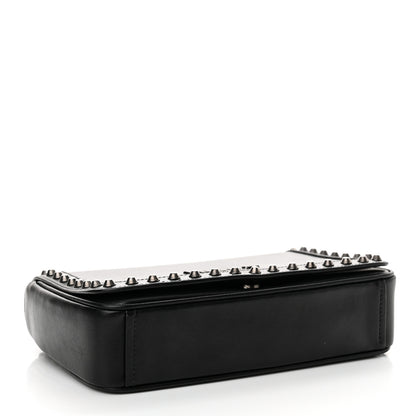 Prada Glace Calfskin Studded Crossbody Black 4 of 11
