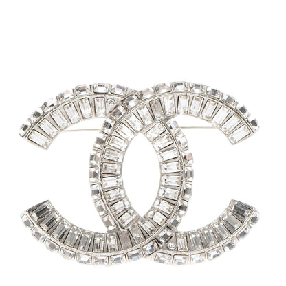 Chanel Baguette Crystal CC Brooch Silver 1 of 4
