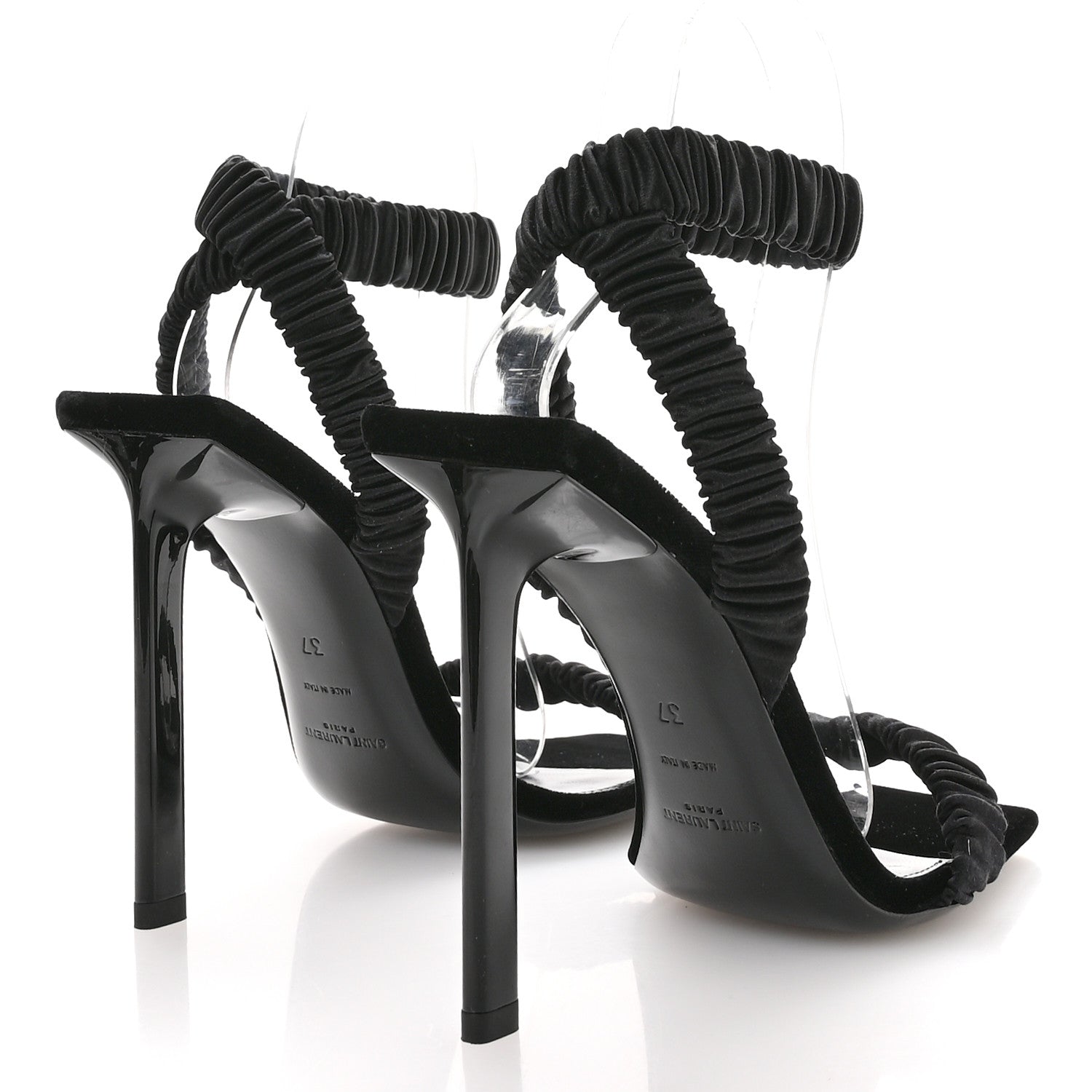 Saint Laurent Crepe Satin Pam 110 Sandals 37 Black 5 of 8