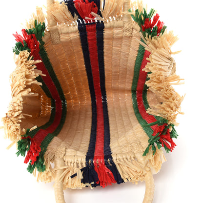Gucci Raffia Linen Web Cestino Tote Bag 5 of 10