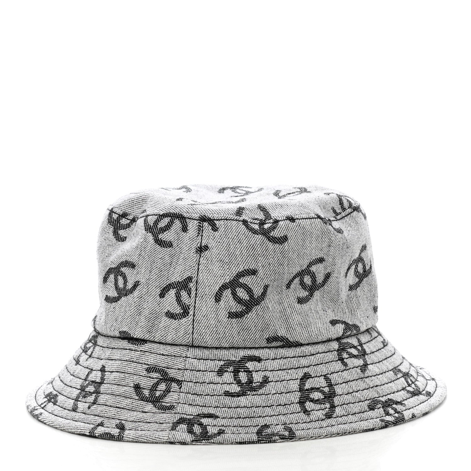 Chanel Denim CC Bucket Hat L White Black 5 of 8