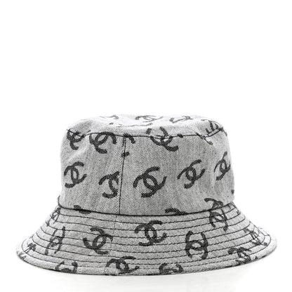 Chanel Denim CC Bucket Hat L White Black 5 of 8